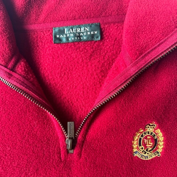 VINTAGE Ralph Lauren Zip Pullover 1/4 Zip Fleece Sweater Size‎ Small Petite Red - Picture 4 of 8
